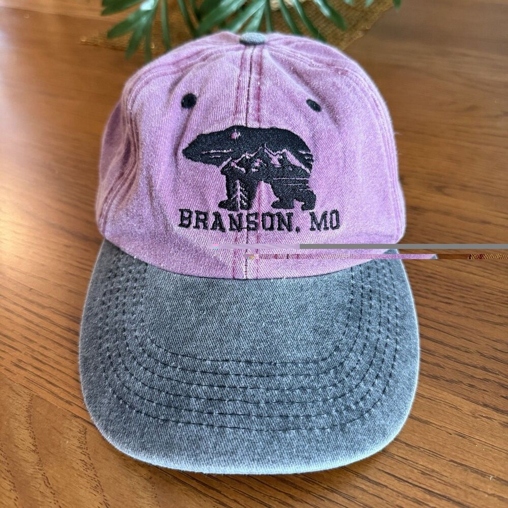 Branson Missouri 5 Panel Dad Hat Adjustable Back Purple Gray Cotton Ball Cap